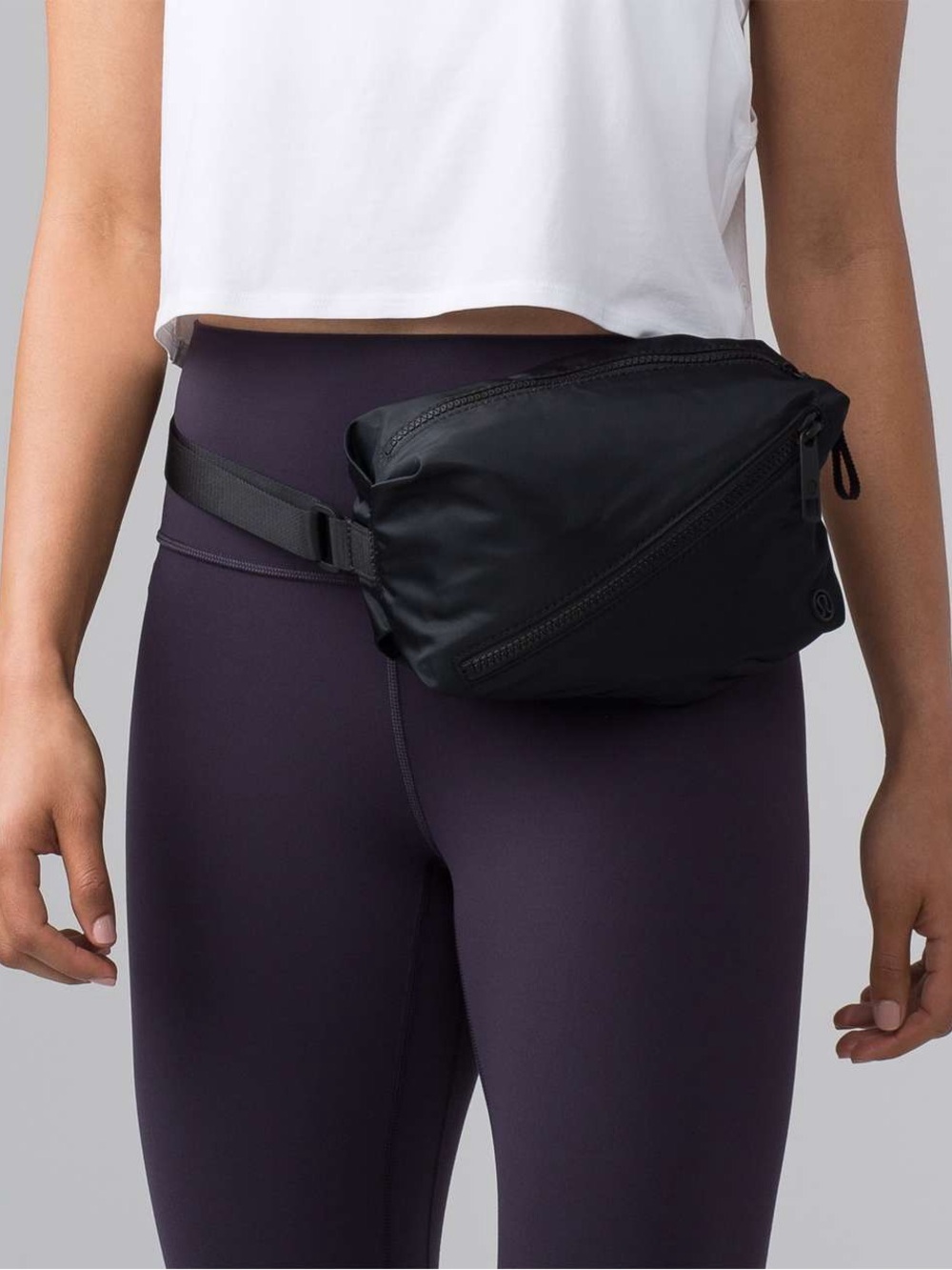 lululemon athletica Black Nylon Waist Pack with Diagonal Zip